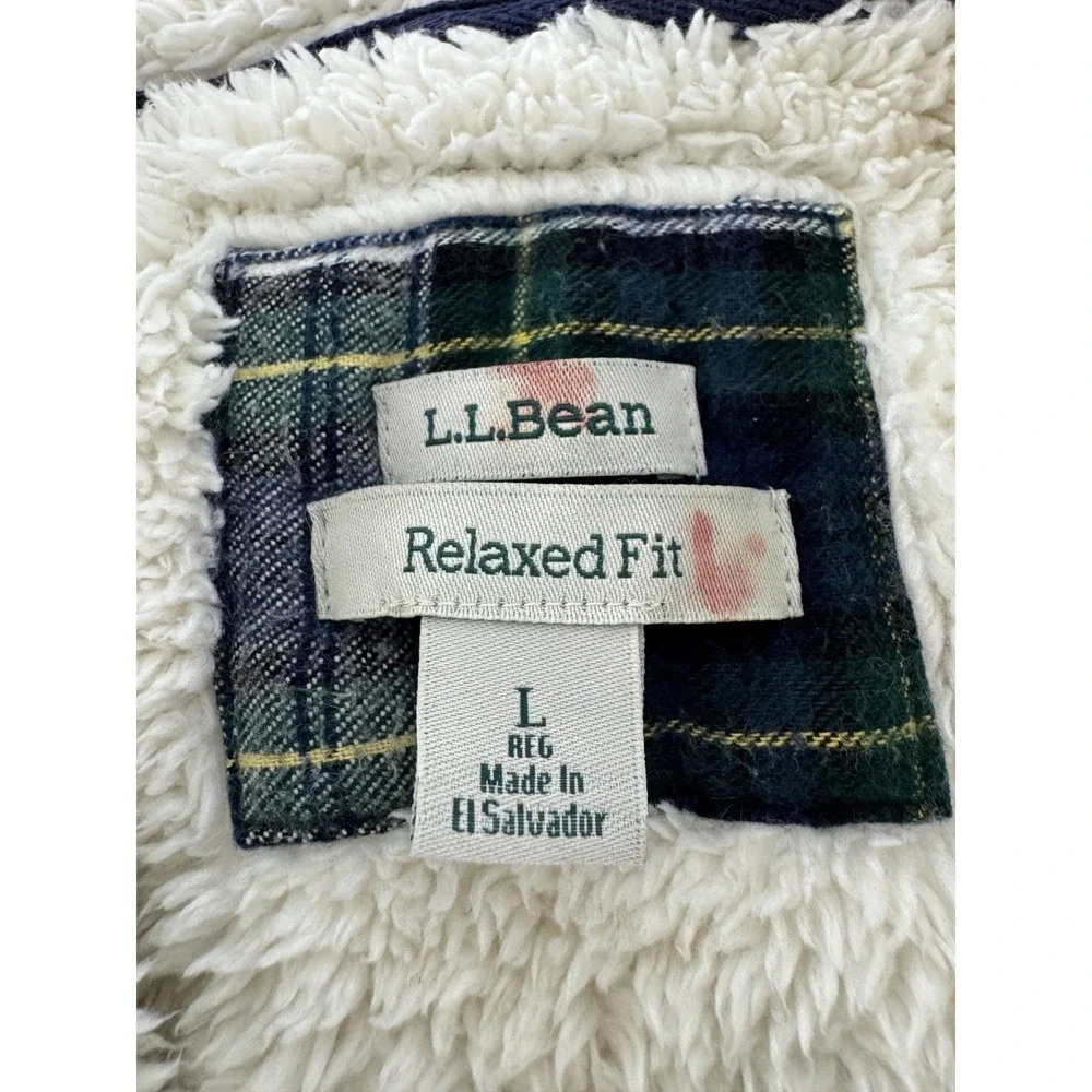 L.L. Bean Scotch Plaid Flannel Hoodie Womens Large Sherpa Fleece Lined Zip Shirt - Picture 3 of 11
